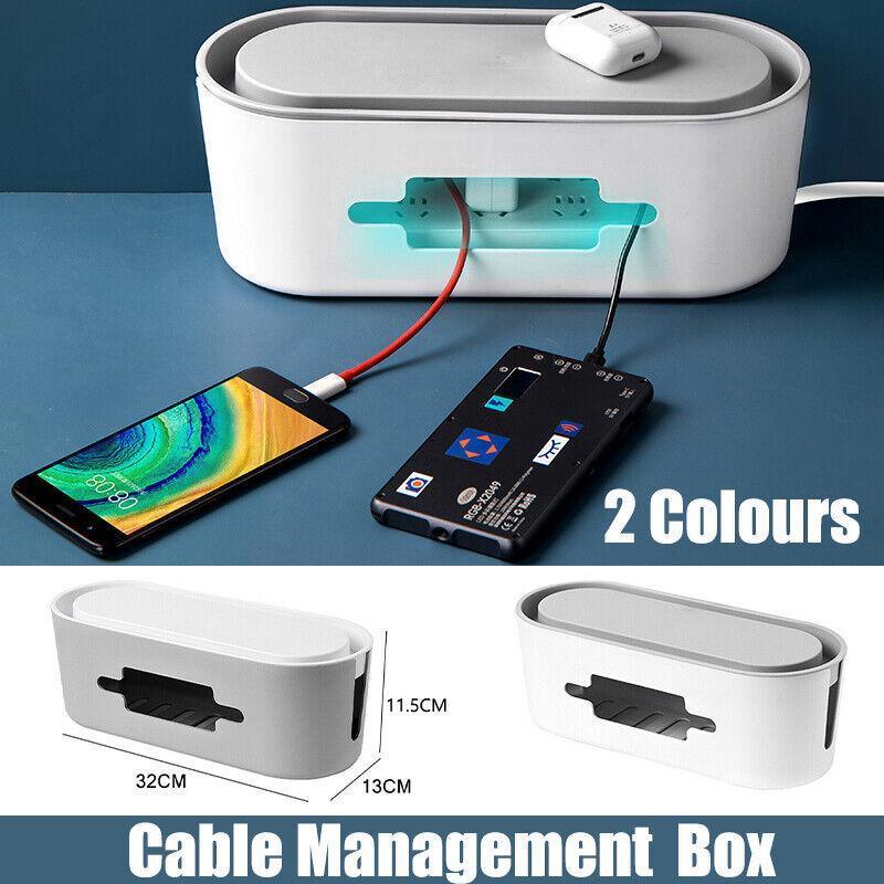 Lid Cable Management Box in Grey or White | StorageOZ