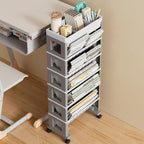 4 Tier Rolling Magazine File Cart Grey White | StorageOZ