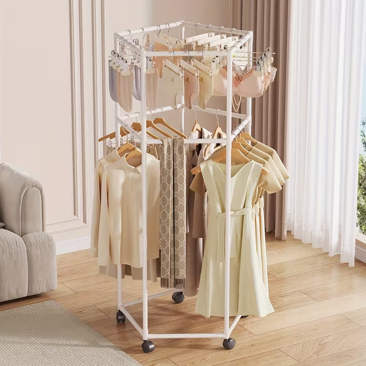 Rotating Floor Clothes Rack Two Colours Set | StorageOZ