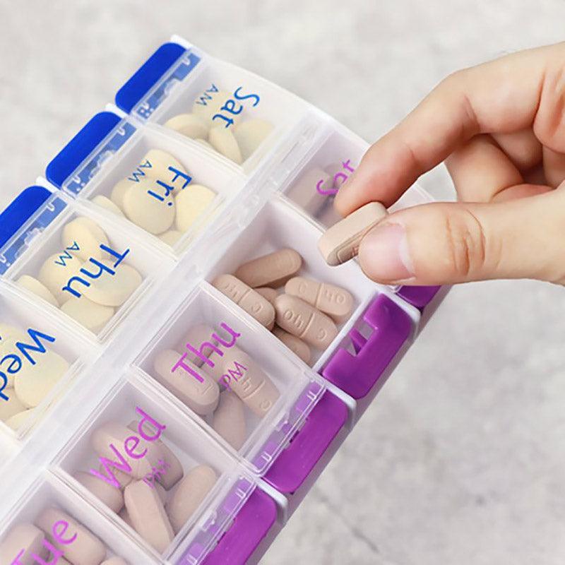 14 Grid Press Lid Medicine Box Organiser | StorageOZ