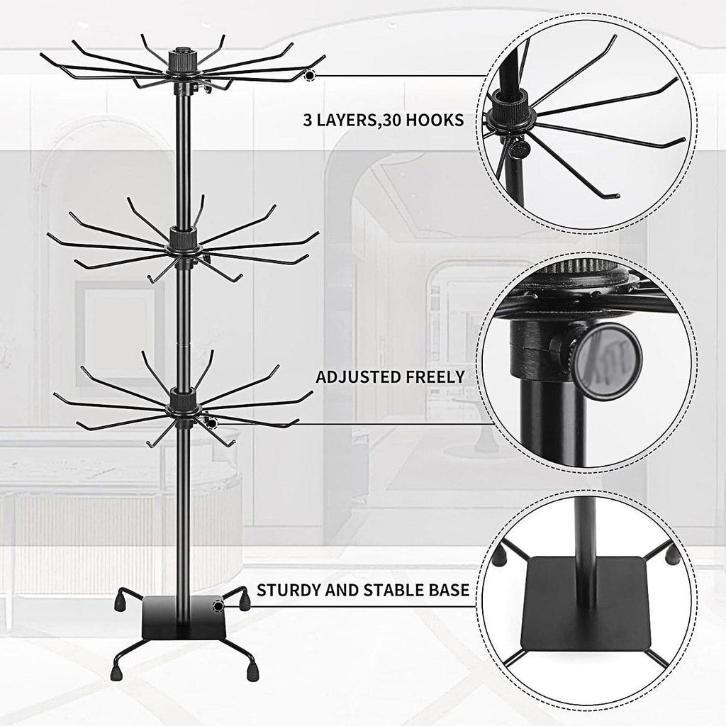 3-Tier Rotating Sock Rack Accessories Hanging Display Stand Organizer for Storage