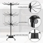 3-Tier Rotating Sock Rack Accessories Hanging Display Stand Organizer for Storage