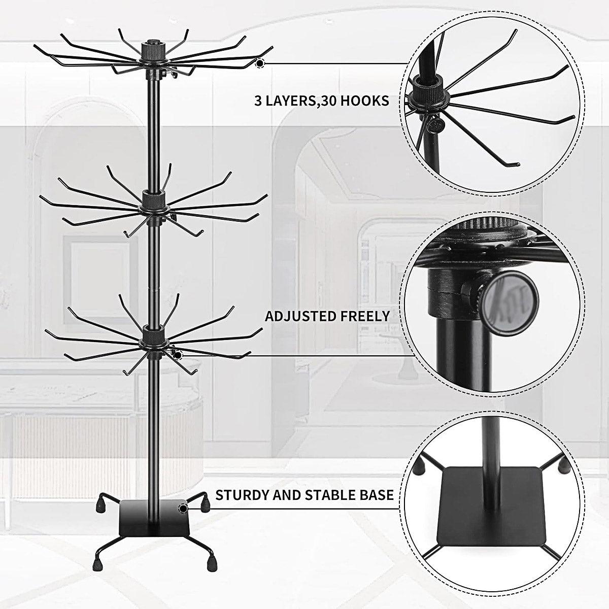 3-Tier Rotating Sock Rack Accessories Hanging Display Stand Organizer for Storage