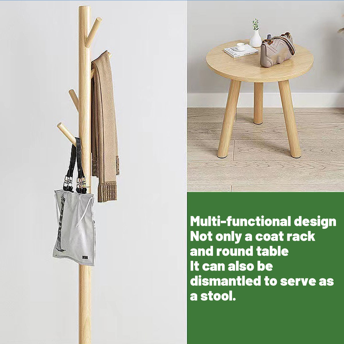 Wooden Floor Coat Rack Two Wood Tones Set | StorageOZ