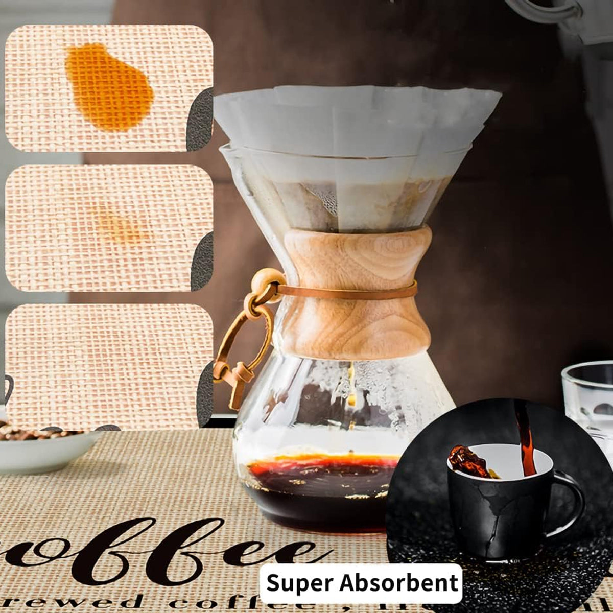 Absorbent Coffee Bar Mat Two Prints Rack | StorageOZ