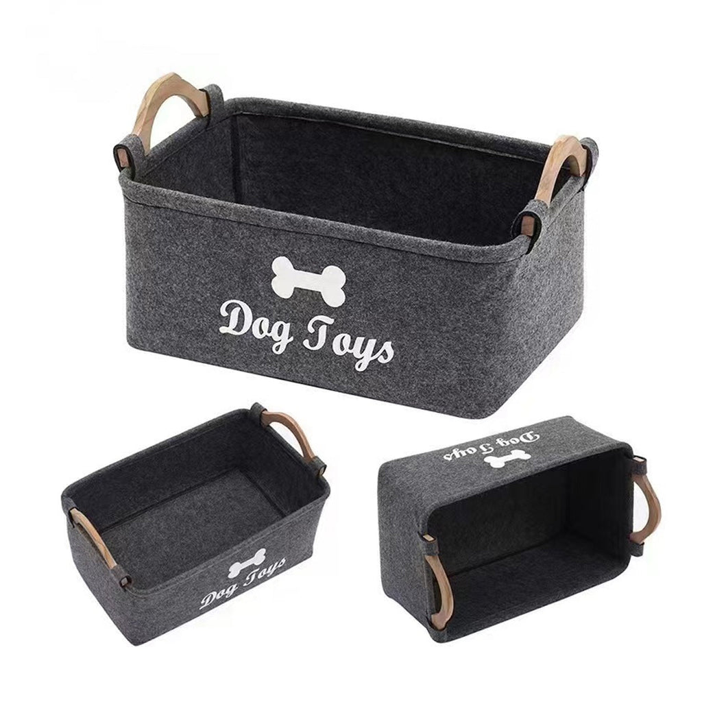 2 Pcs Felt Storage Baskets with Wood Handles | StorageOZ