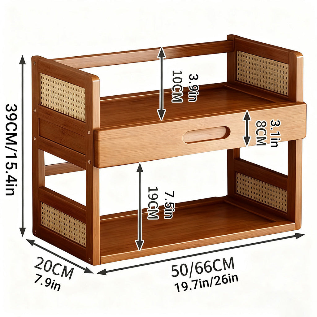 Bamboo Desk Shelf with Drawer Two Lengths | StorageOZ