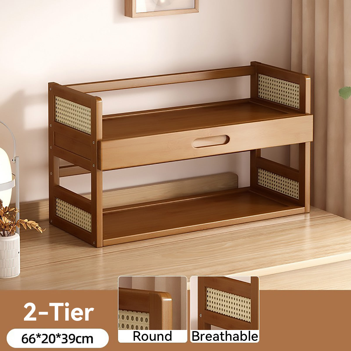 Bamboo Desk Shelf with Drawer Two Lengths | StorageOZ