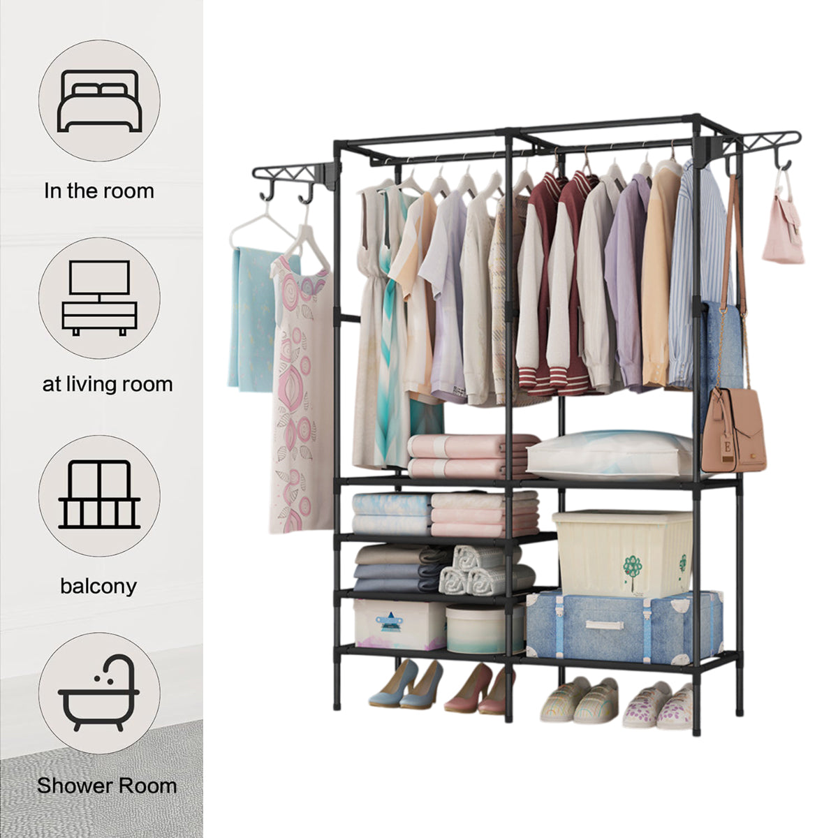 Double Row Floor Clothes Rack Two Colours | StorageOZ