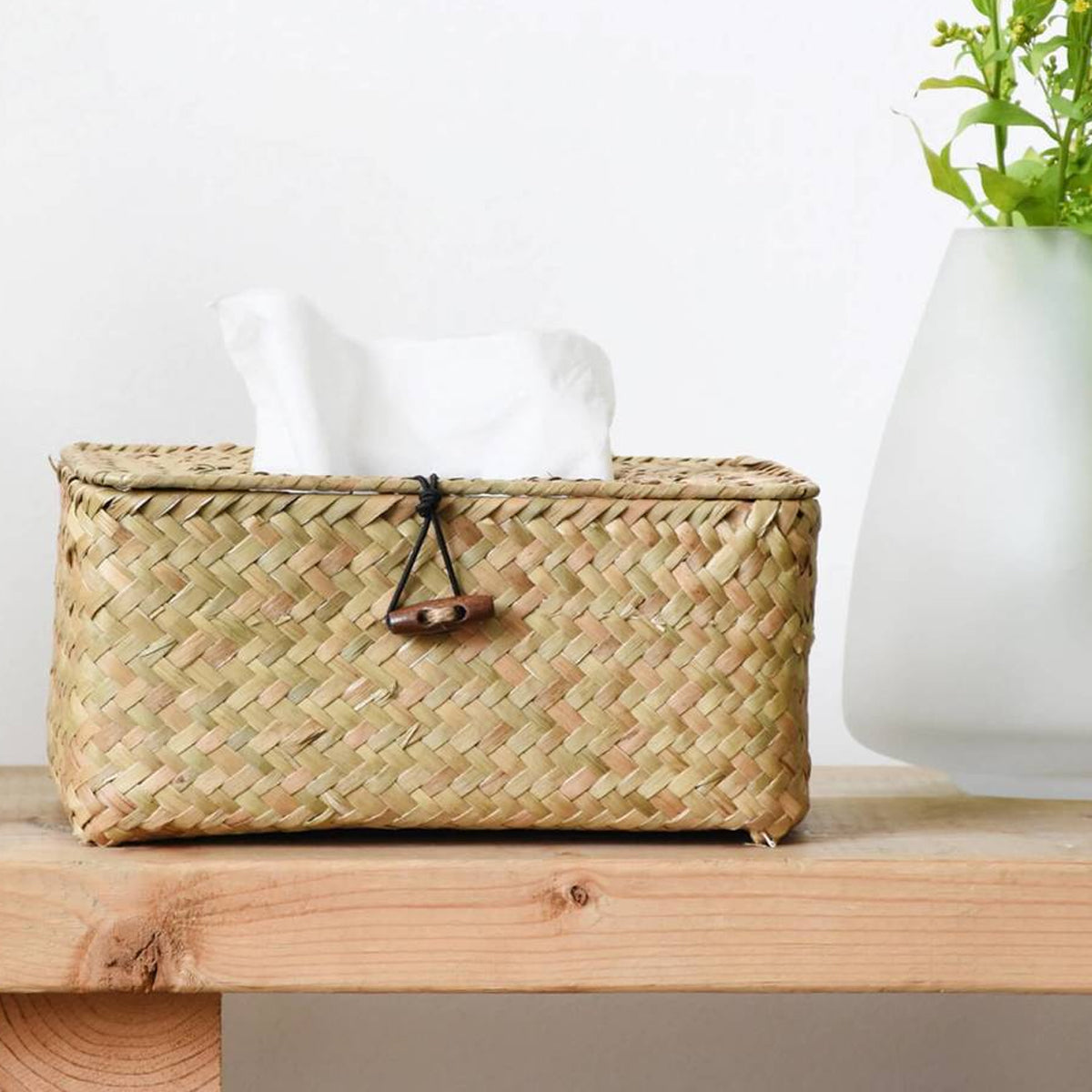 Handmade Woven Tissue Box Natural Material Storage Basket Living Room Decor