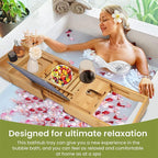 Extendable Bamboo Bathtub Caddy Tray Rack | StorageOZ