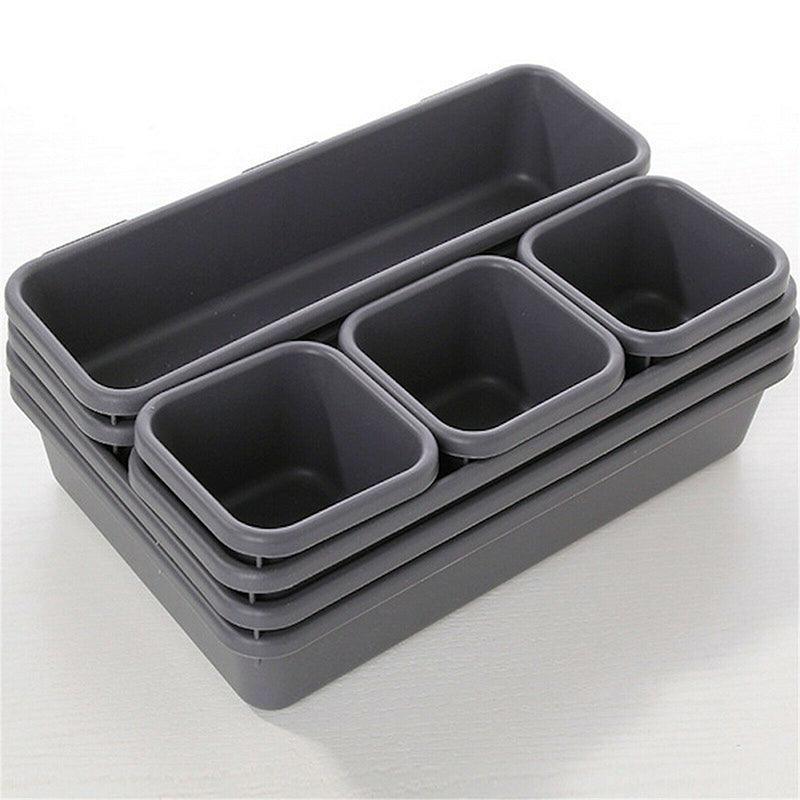 8 Pcs Drawer Desk Storage Trays Two Greys | StorageOZ