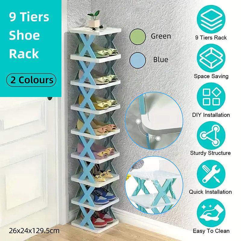 9 Tier Compact Shoe Rack for Narrow Spaces | StorageOZ