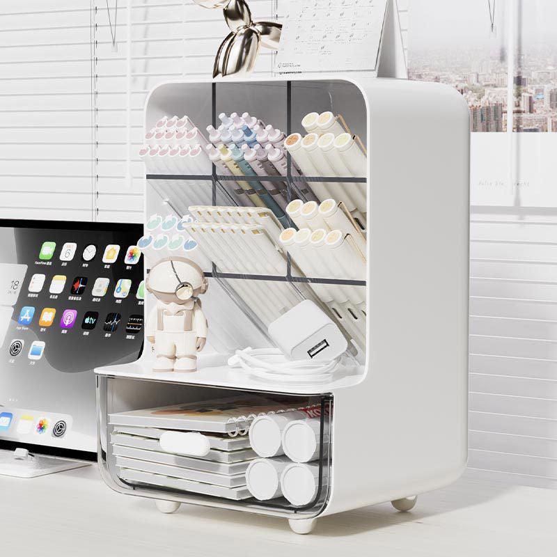 Angled Pen Holder with Drawer Two Colours | StorageOZ