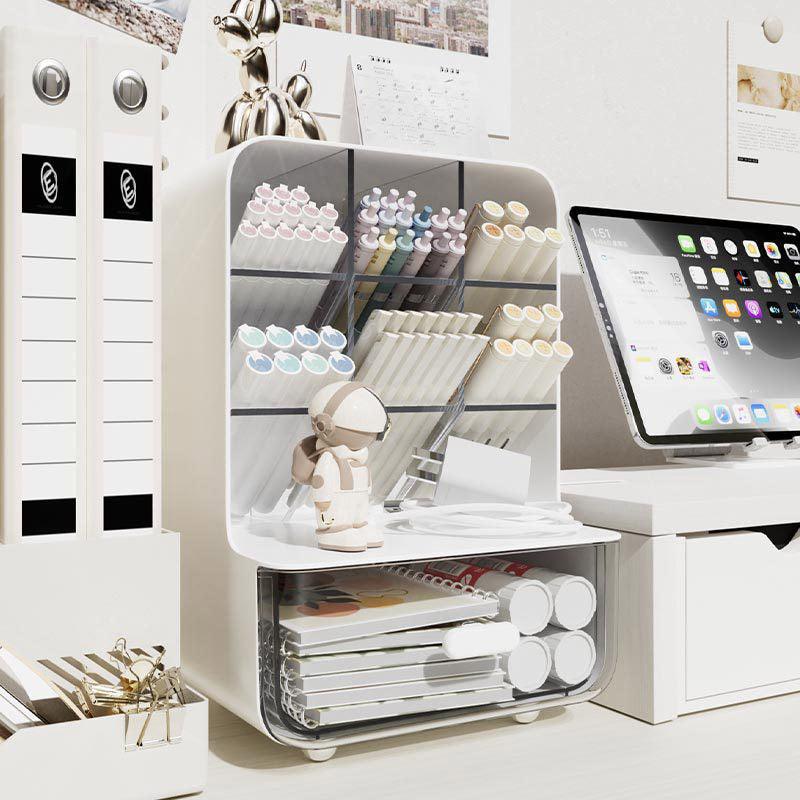 Angled Pen Holder with Drawer Two Colours | StorageOZ