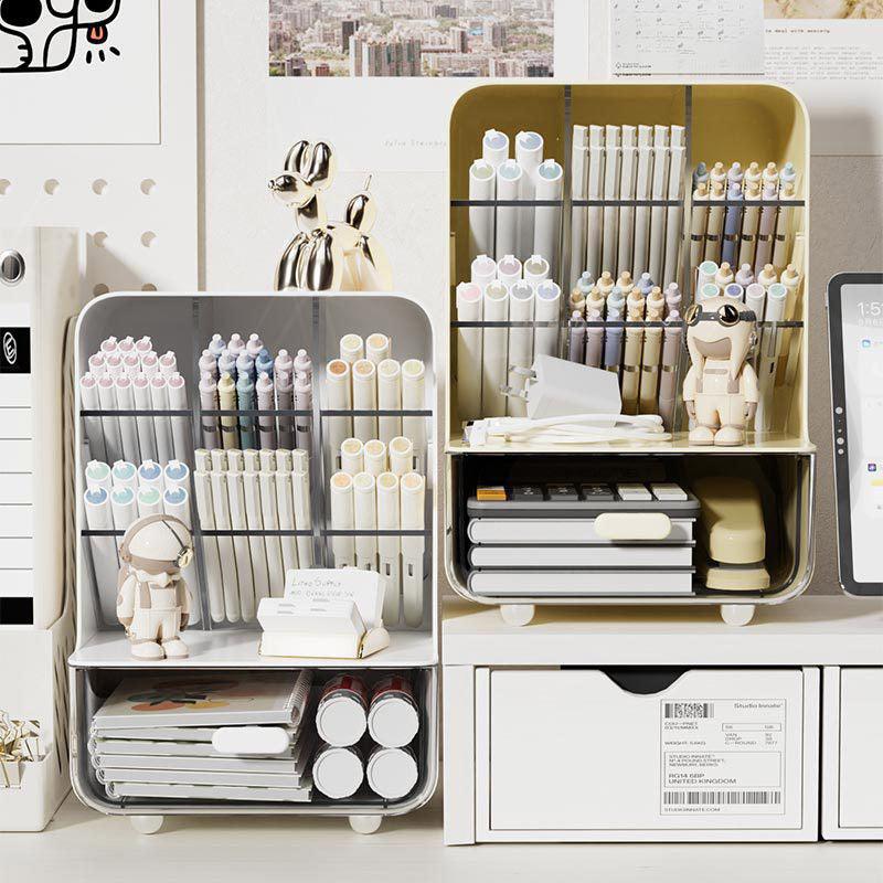 Angled Pen Holder with Drawer Two Colours | StorageOZ
