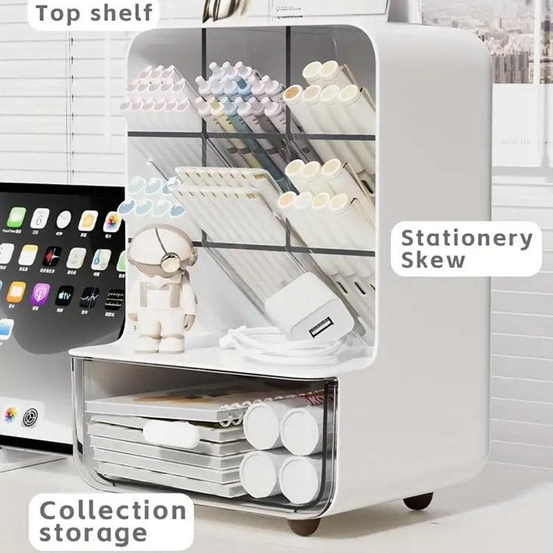 Angled Pen Holder with Drawer Two Colours | StorageOZ
