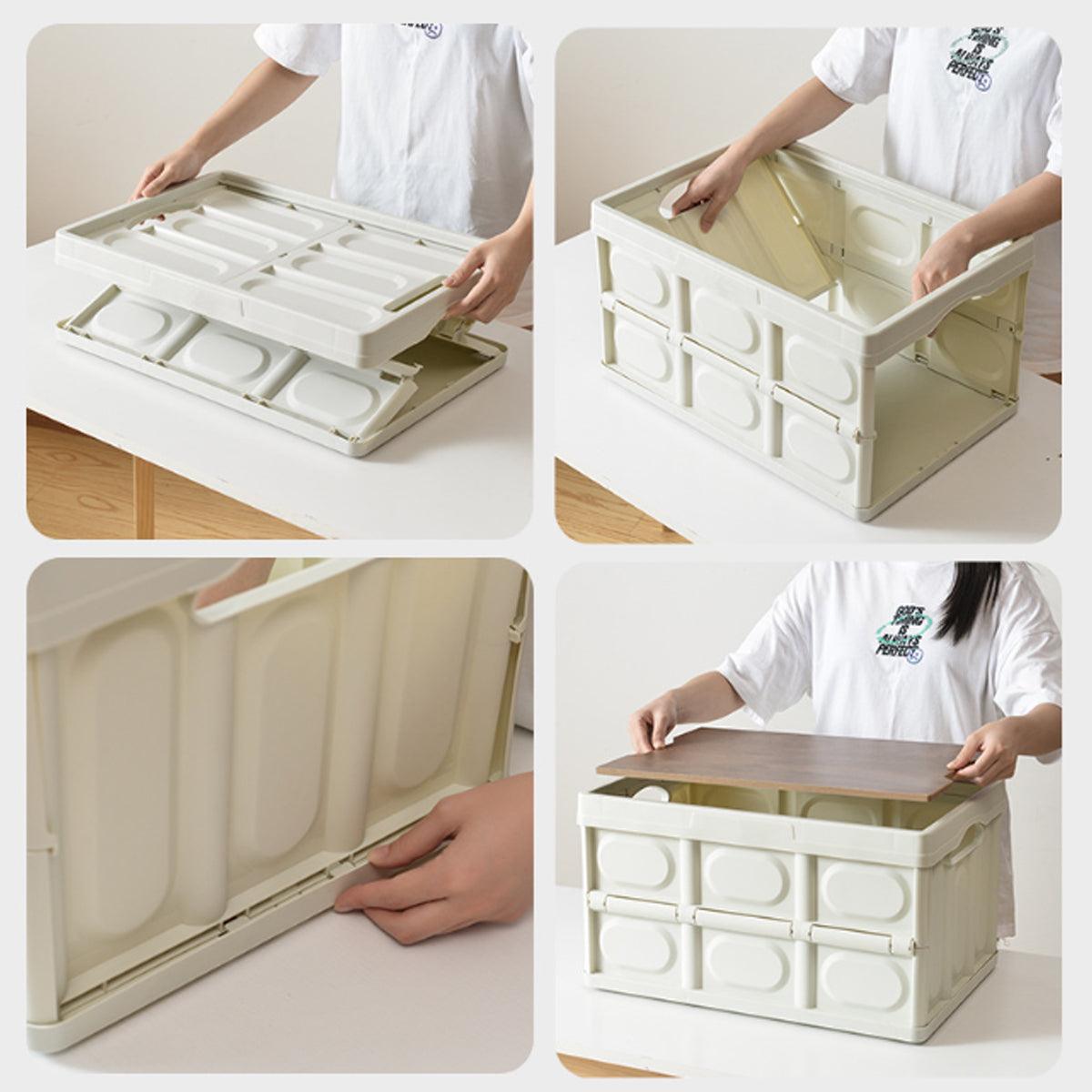 30L Folding Storage Box with Wooden Lid Set | StorageOZ