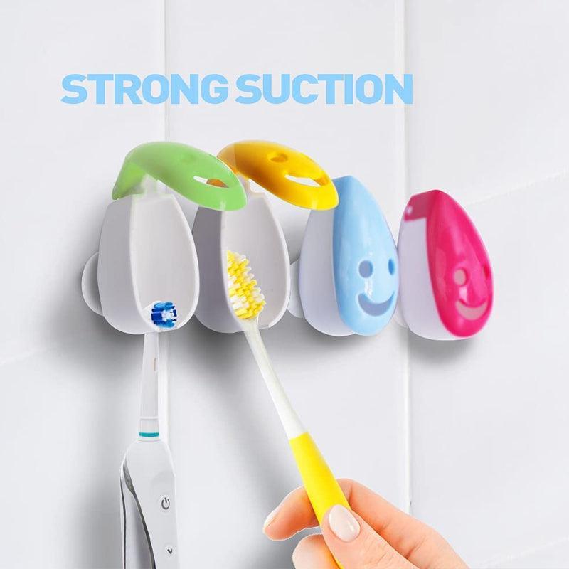4 Pcs Smiley Face Toothbrush Holder Rack | StorageOZ