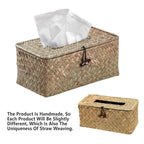Handmade Woven Tissue Box Natural Material Storage Basket Living Room Decor
