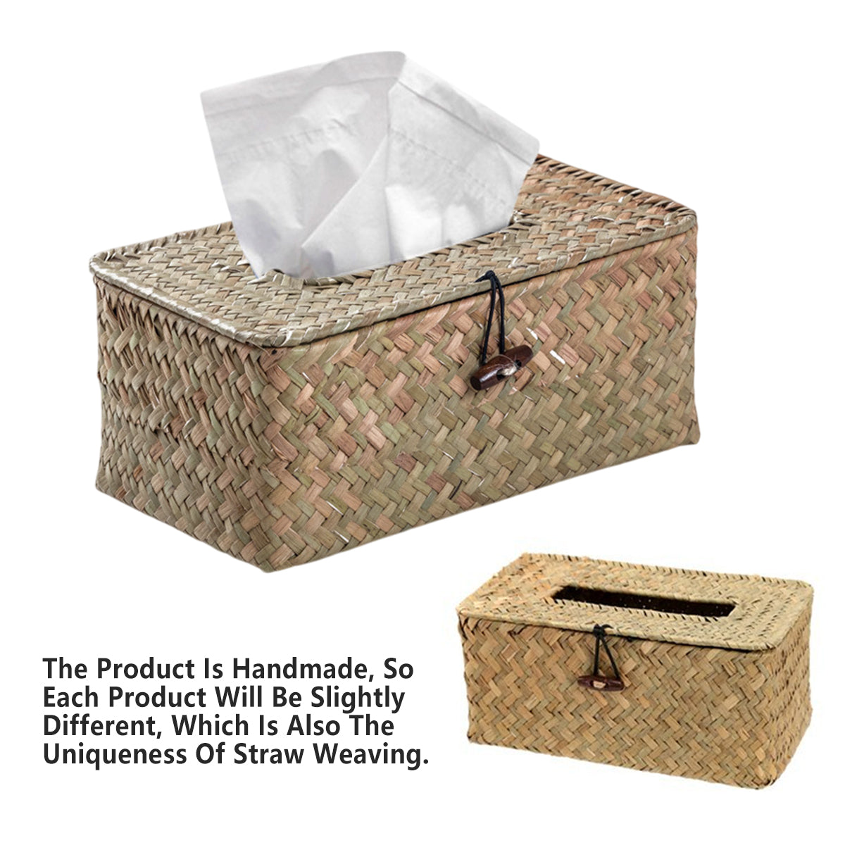 Handmade Woven Tissue Box Natural Material Storage Basket Living Room Decor