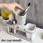 Shelf Cup Set Toothbrush Holder Plastic Stand Storage Racks Toothpaste Bathroom
