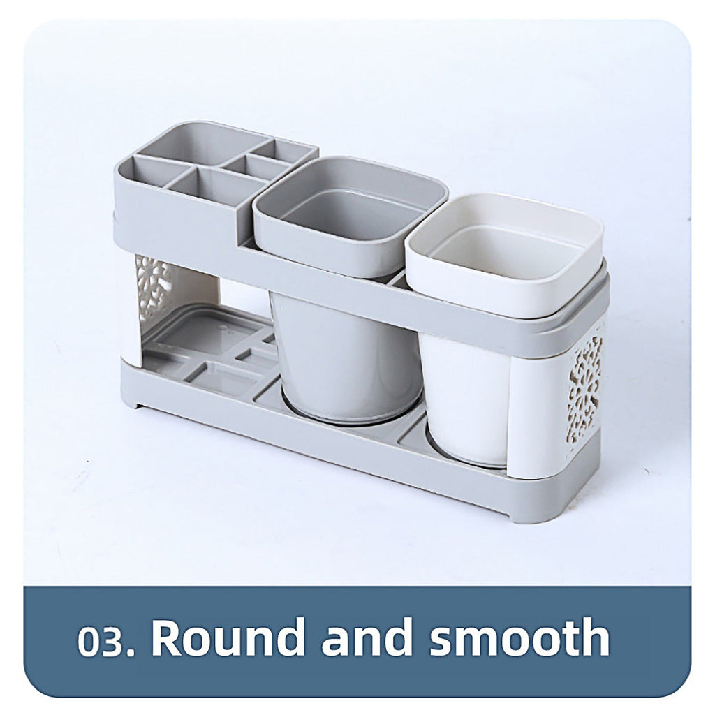 Shelf Cup Set Toothbrush Holder Plastic Stand Storage Racks Toothpaste Bathroom