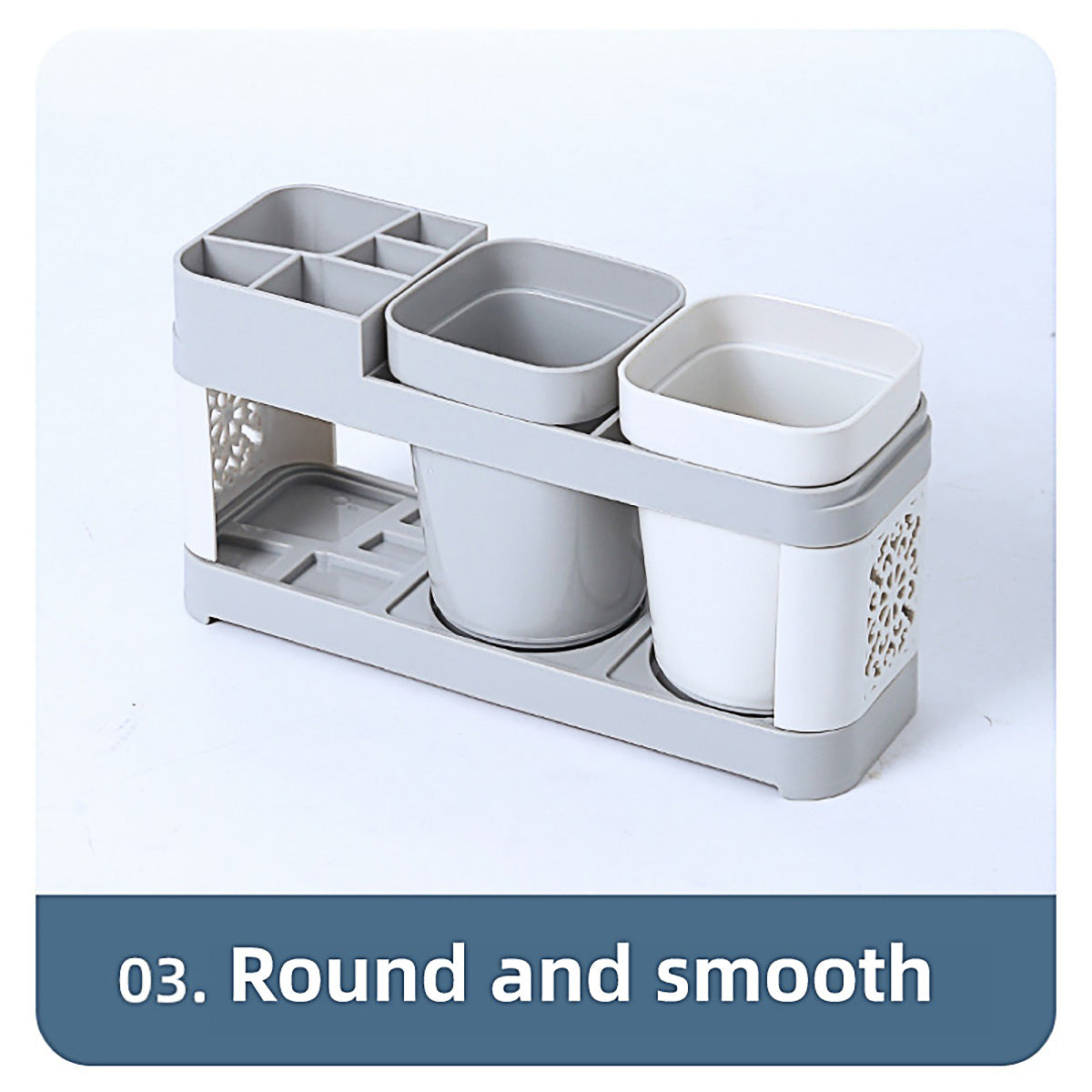 Shelf Cup Set Toothbrush Holder Plastic Stand Storage Racks Toothpaste Bathroom