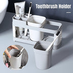 Shelf Cup Set Toothbrush Holder Plastic Stand Storage Racks Toothpaste Bathroom