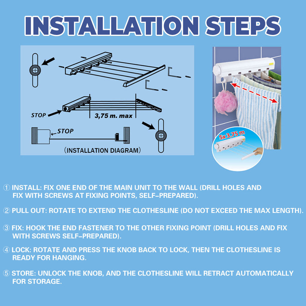 Retractable Clothesline with 4 or 5 Lines | StorageOZ