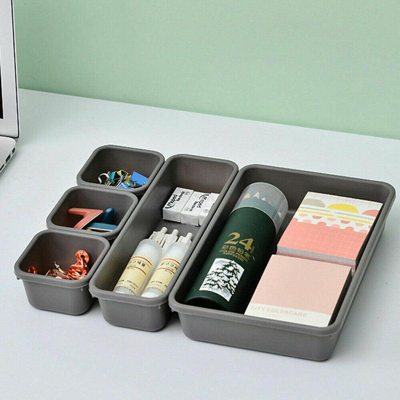 8 Pcs Drawer Desk Storage Trays Two Greys | StorageOZ