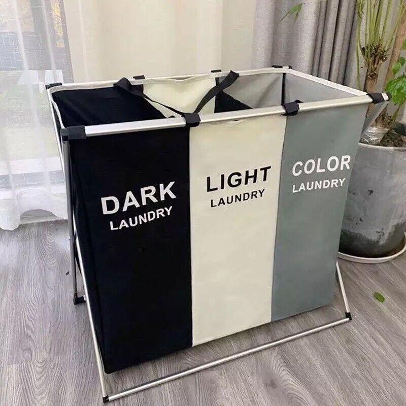 3 Compartment Foldable Laundry Basket Hamper | StorageOZ