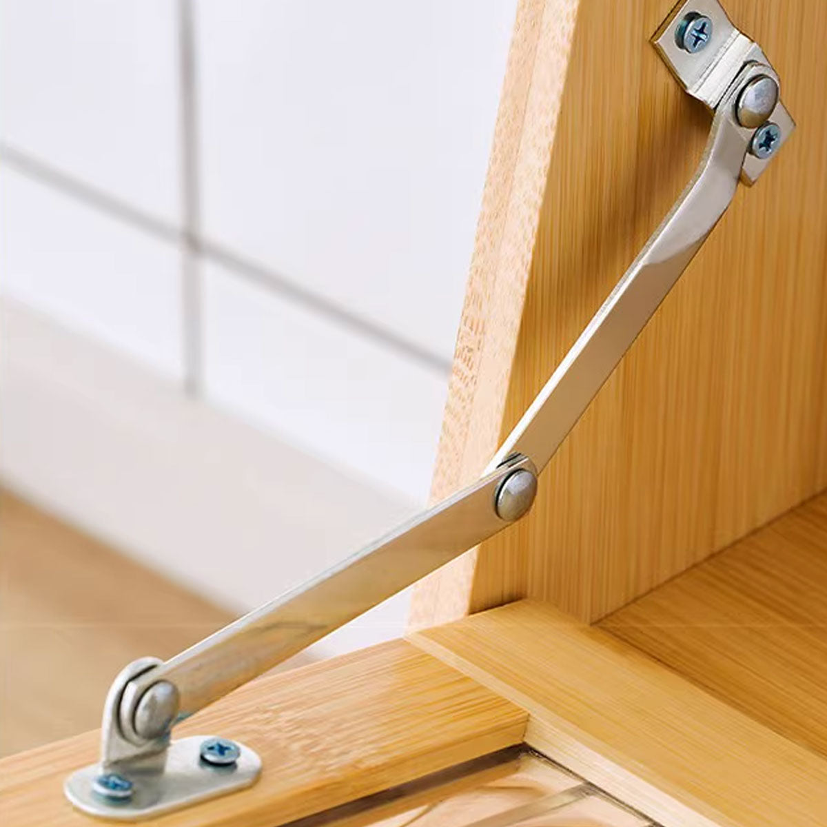 Bamboo Kitchen Storage Rack 3 Tier Acrylic Doors Spice 40 x 28 x 50cm