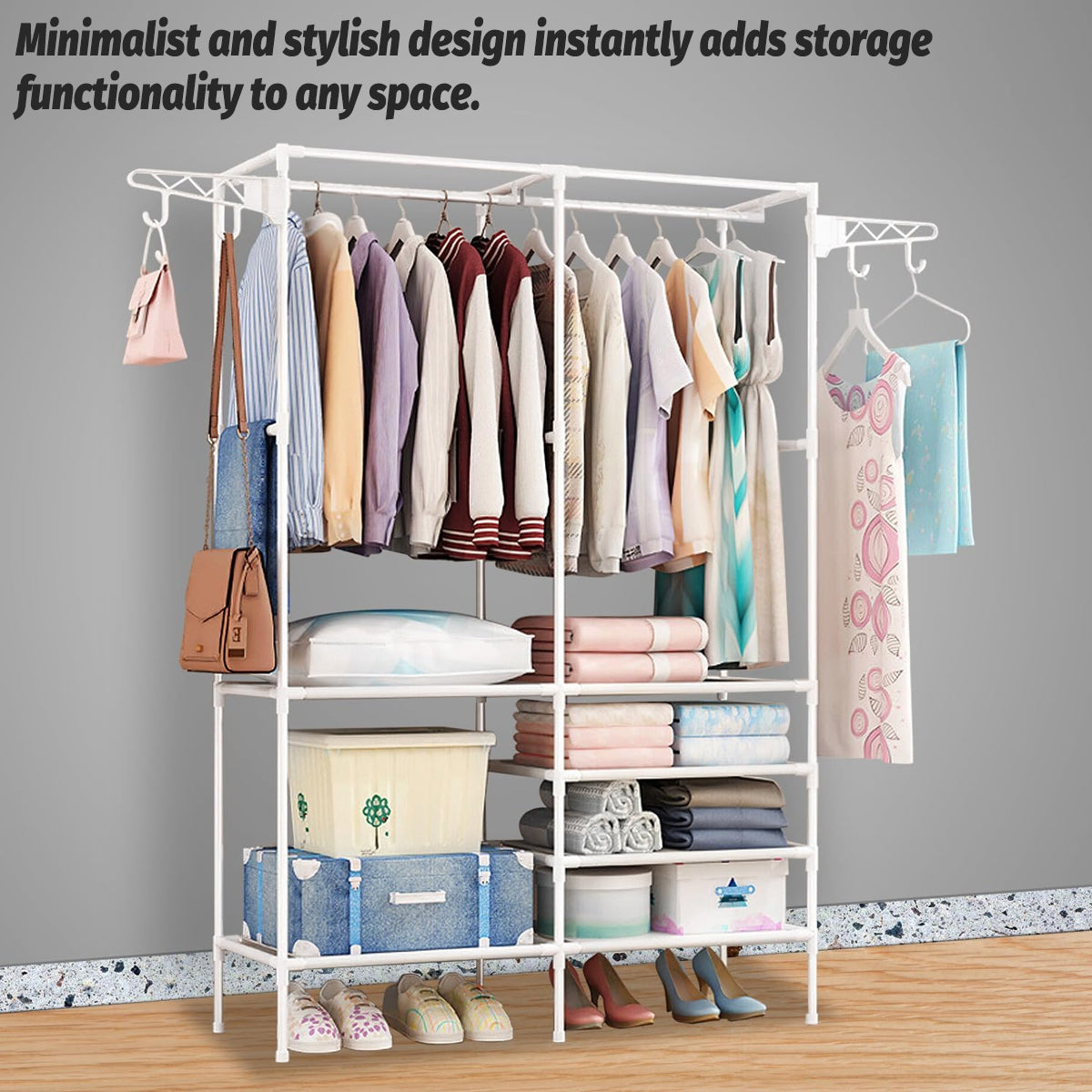 Double Row Floor Clothes Rack Two Colours | StorageOZ