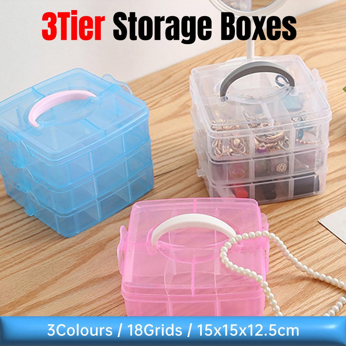 3 Tier Clear Storage Box in Three Colours | StorageOZ