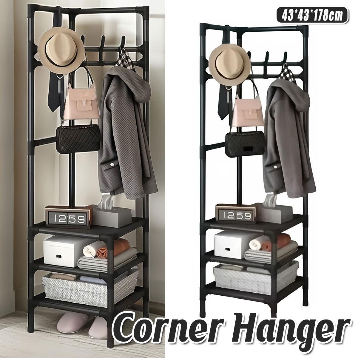 70 Inch Black Clothes Rack with Shelves Set | StorageOZ