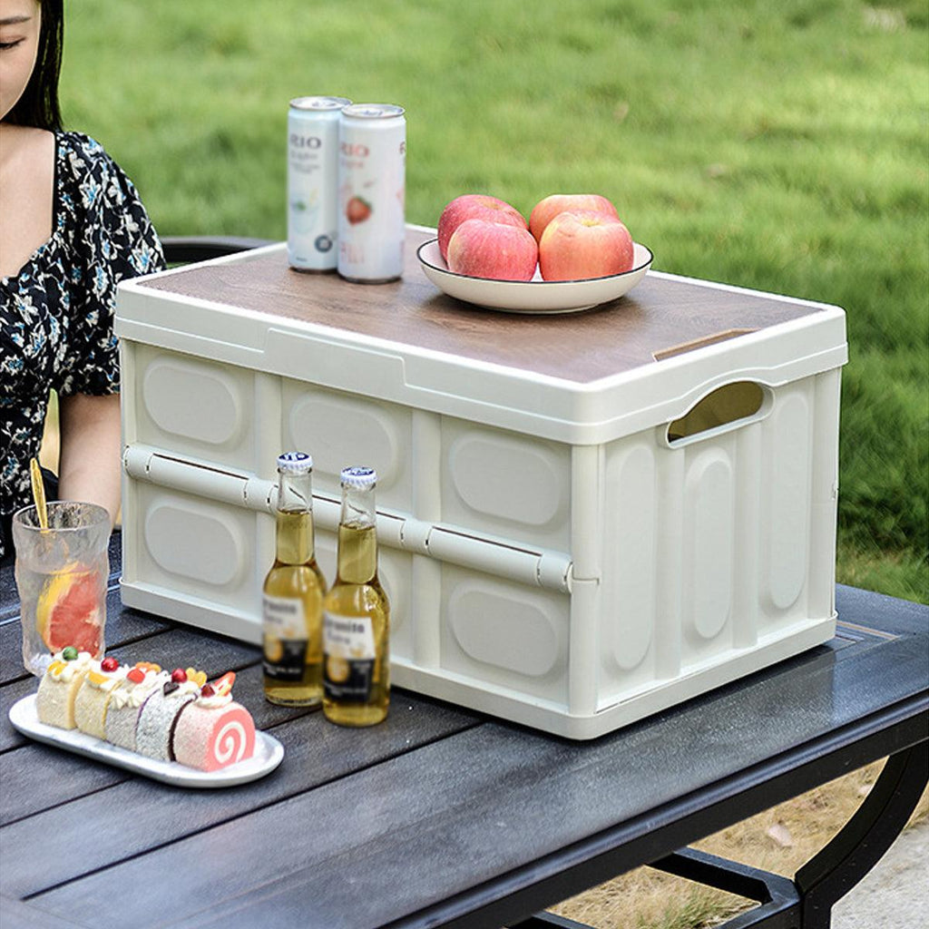 30L Folding Storage Box with Wooden Lid Set | StorageOZ