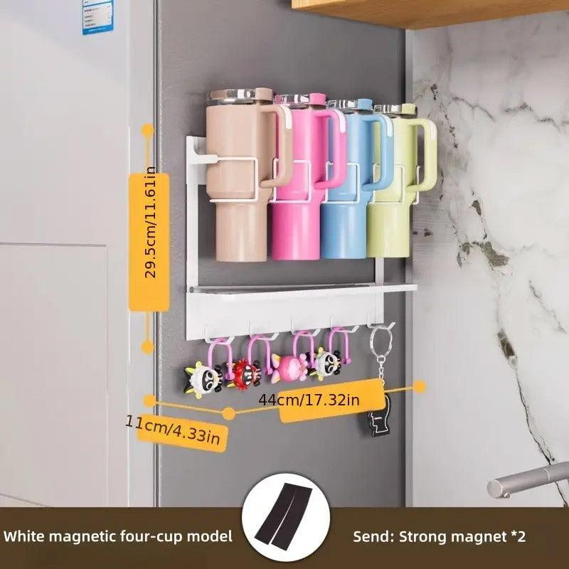 Magnetic 4 Cup Holder Rack Two Colours Set | StorageOZ