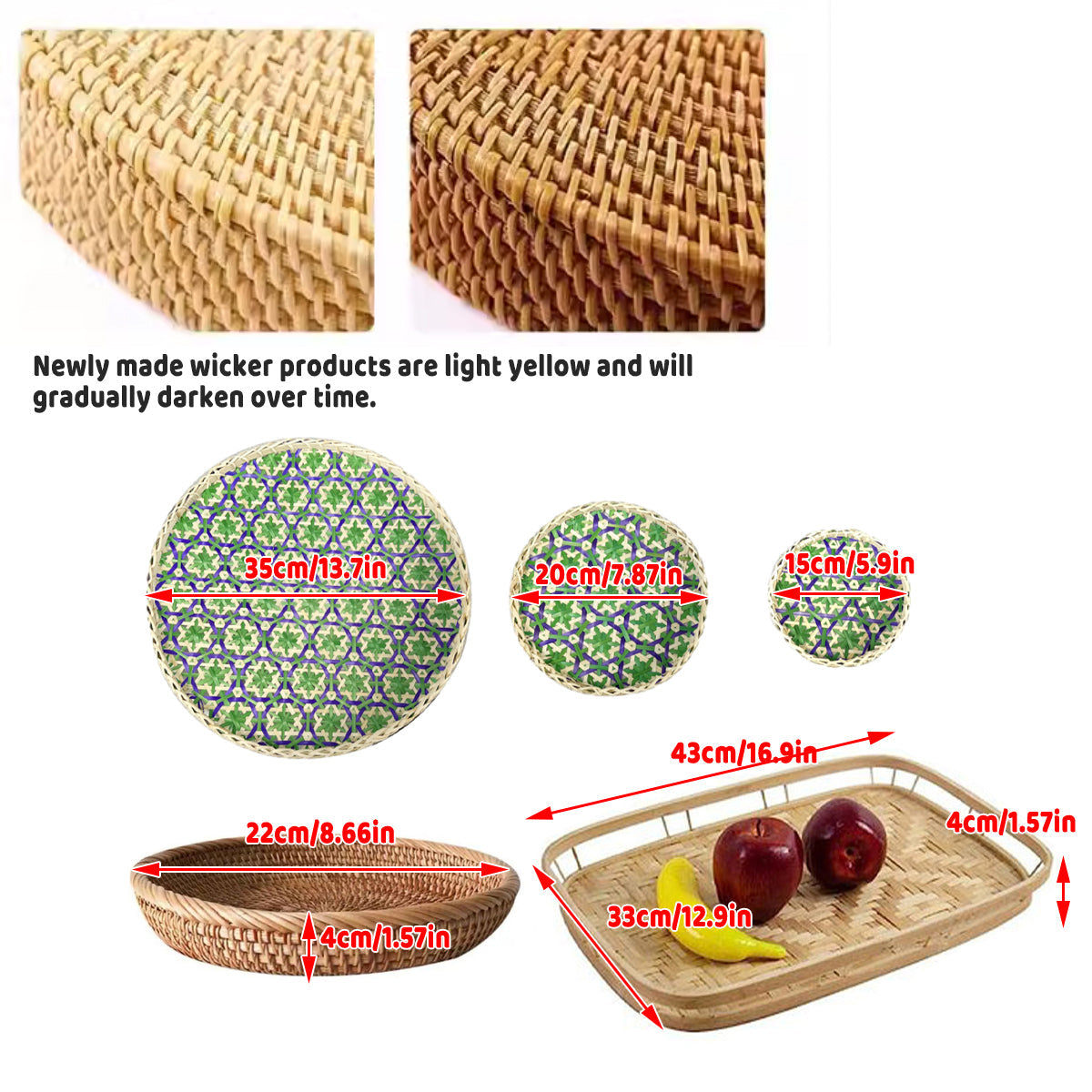 Rattan Tray and Basket Set in Three Styles | StorageOZ