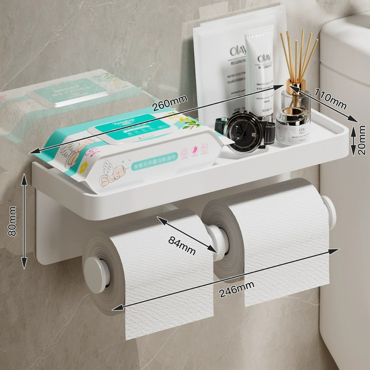 Wall Toilet Paper Holder with Phone Shelf | StorageOZ