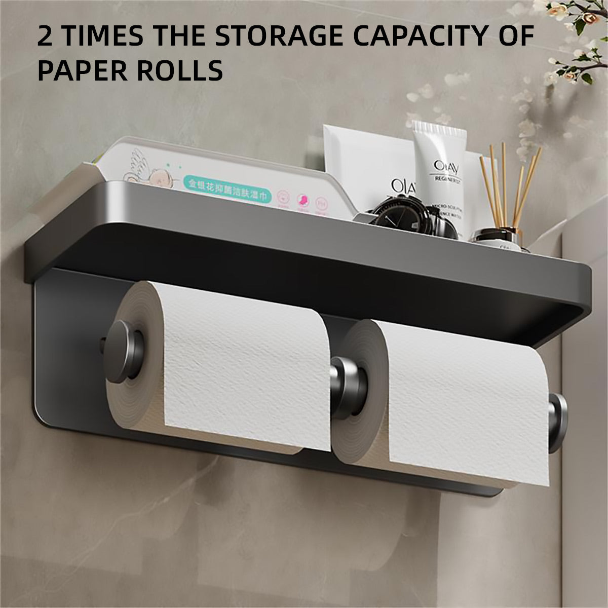 Wall Toilet Paper Holder with Phone Shelf | StorageOZ