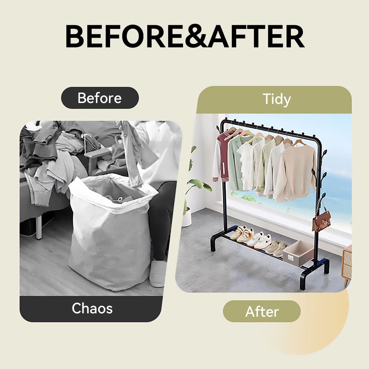 130cm Metal Clothes Rack Two Colours Set | StorageOZ