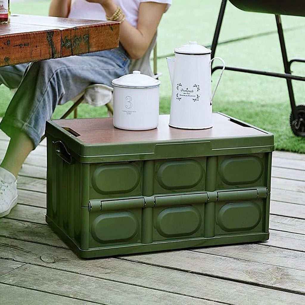 30L Folding Storage Box with Wooden Lid Set | StorageOZ