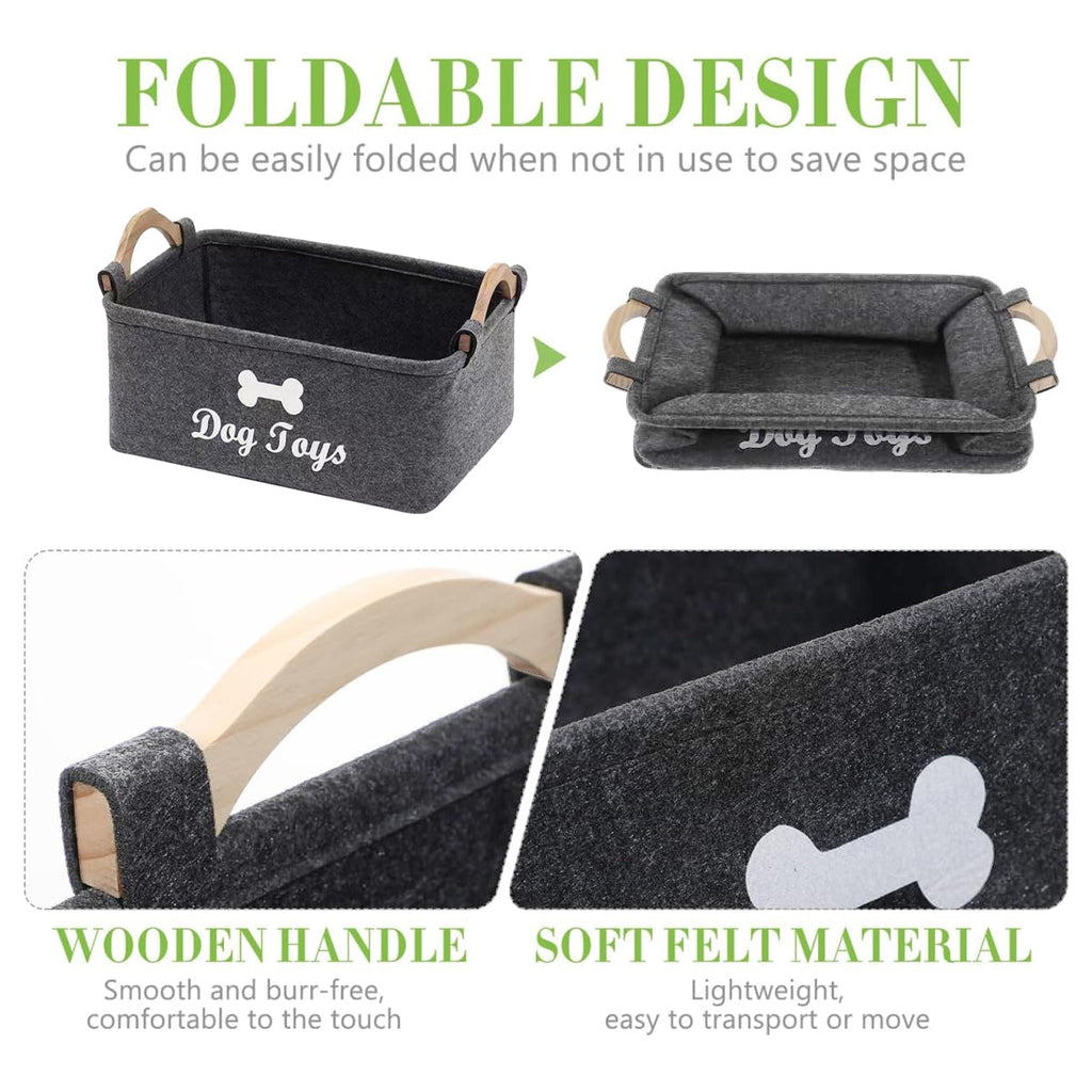 2 Pcs Felt Storage Baskets with Wood Handles | StorageOZ