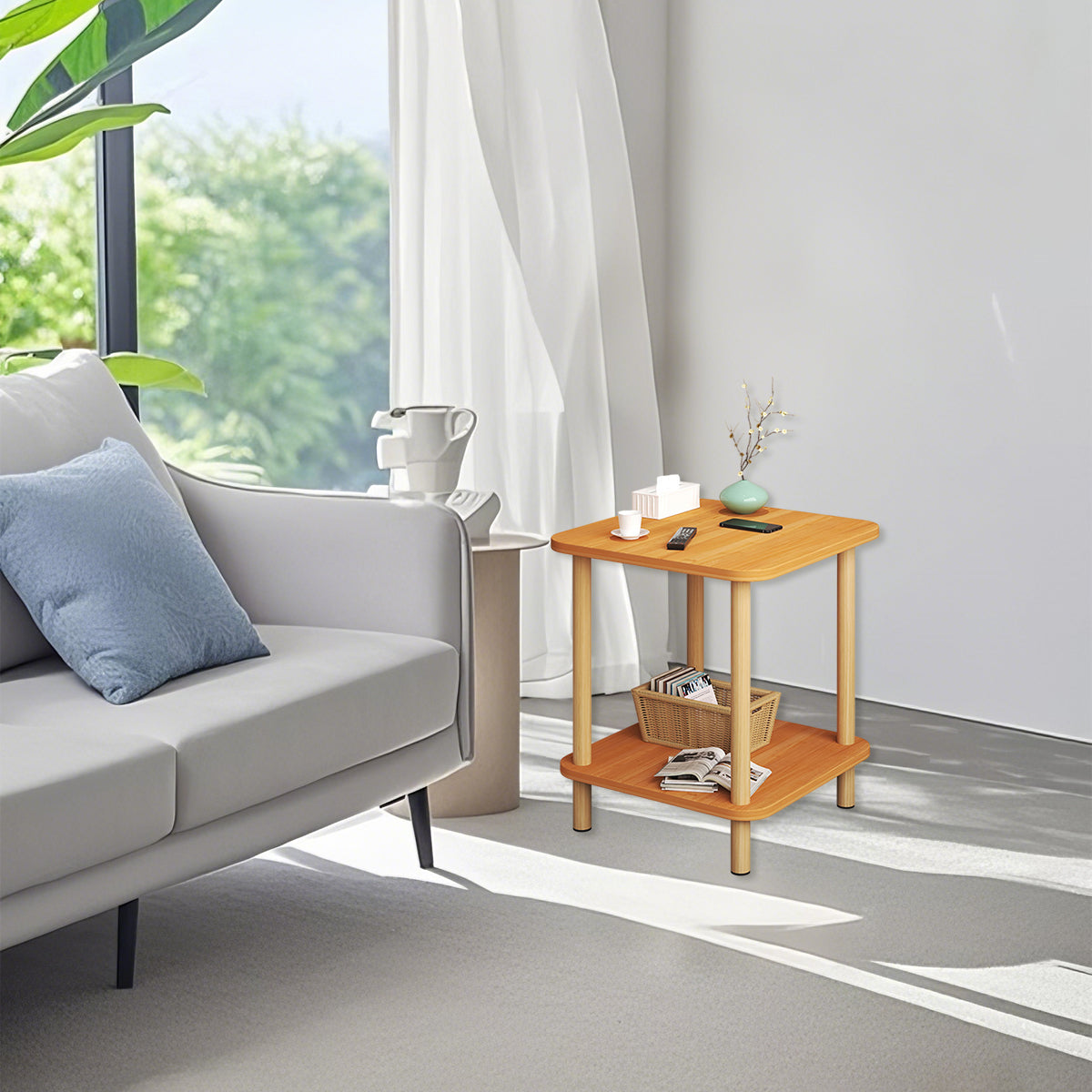 2 Tier Wooden Bedside Open Storage Shelf | StorageOZ