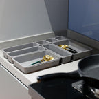 8 Pcs Drawer Desk Storage Trays Two Greys | StorageOZ