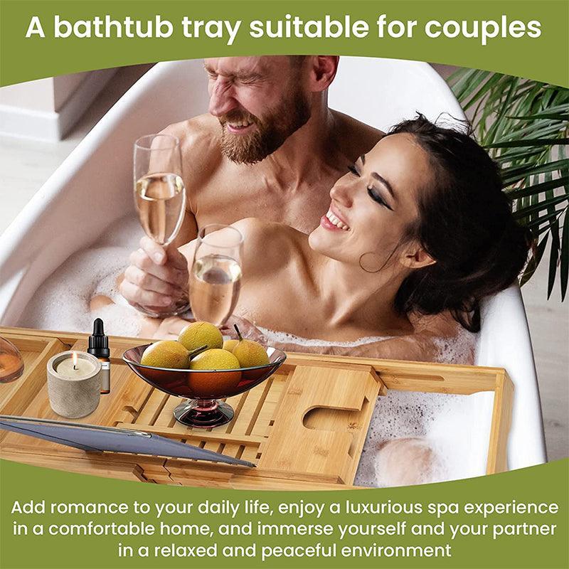 Extendable Bamboo Bathtub Caddy Tray Rack | StorageOZ