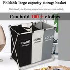 3 Compartment Foldable Laundry Basket Hamper | StorageOZ