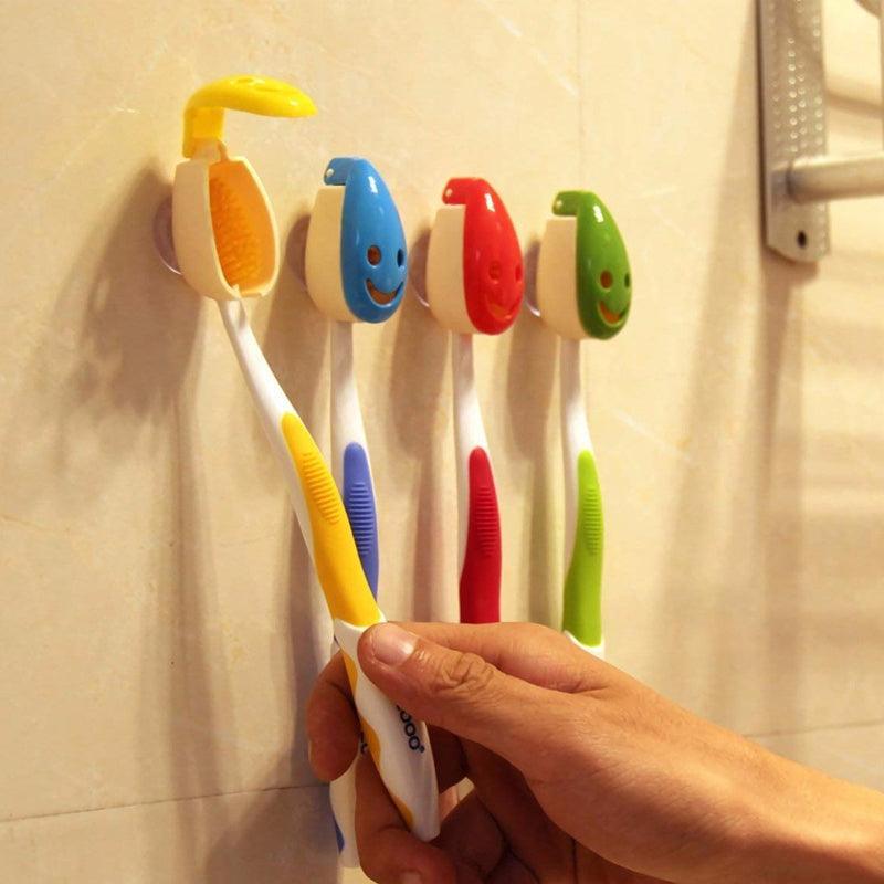 4 Pcs Smiley Face Toothbrush Holder Rack | StorageOZ