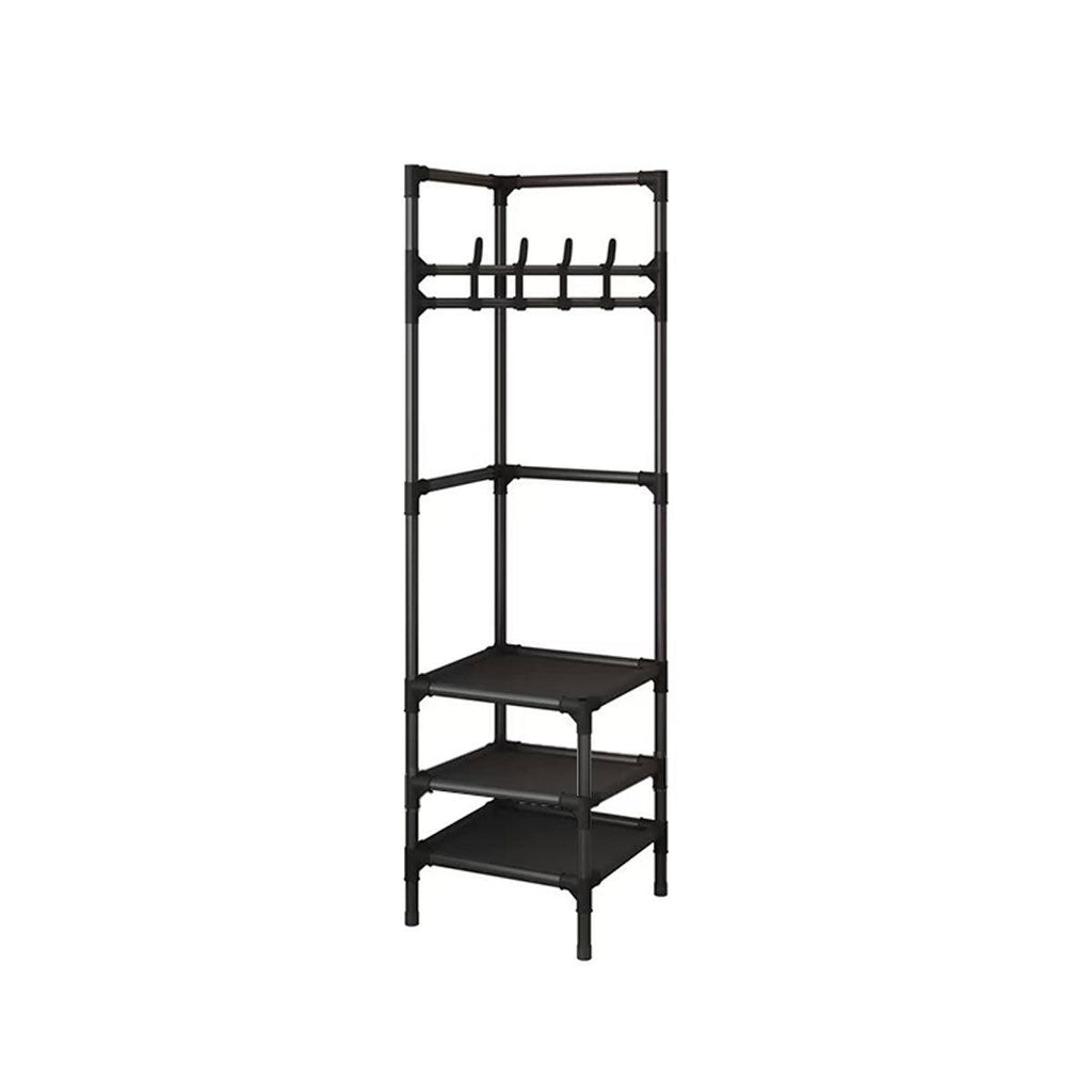 70 Inch Black Clothes Rack with Shelves Set | StorageOZ